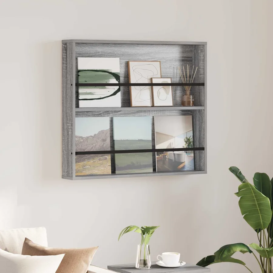 Étagère à magazines avec étagère Gris Sonoma 80 x 12 x 70 cm