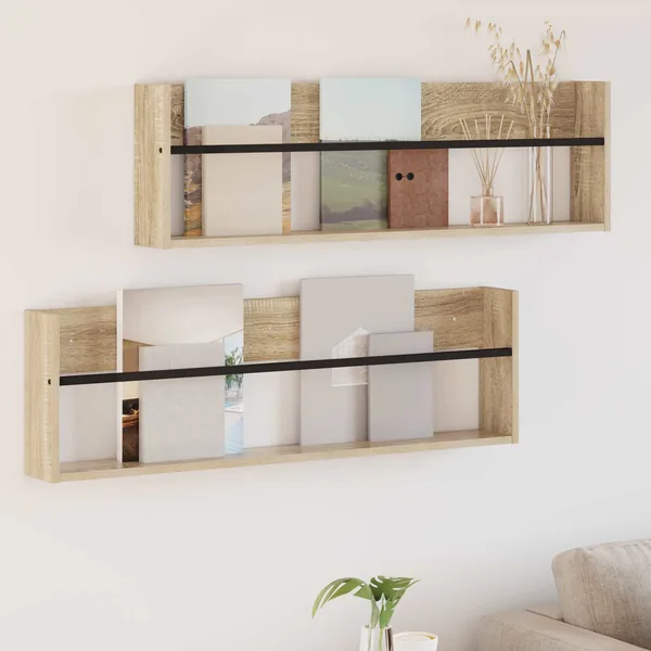 Étagère à magazines 2 pcs Chêne Sonoma 100 x 12 x 30 cm