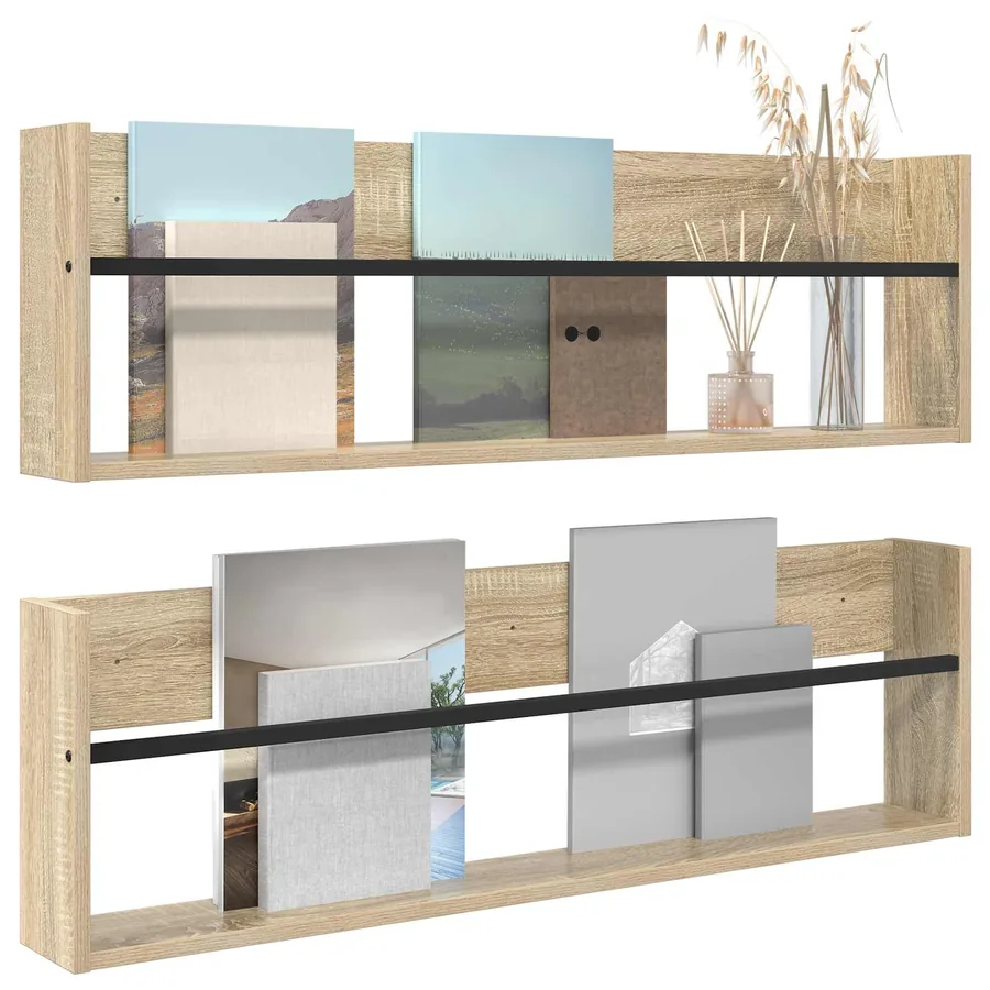 Étagère à magazines 2 pcs Chêne Sonoma 100 x 12 x 30 cm - 3