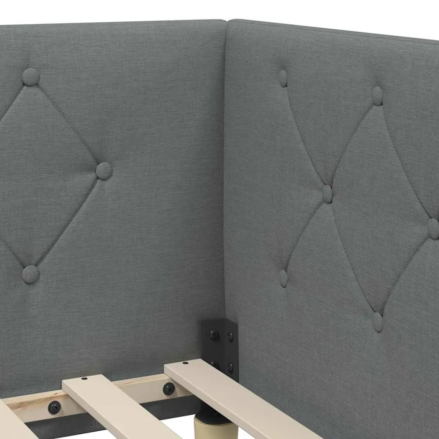 Cadre de lit d'angle Gris foncé 80 x 200 cm tissu - 10