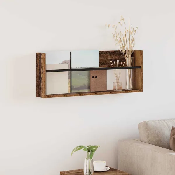 Étagère à magazines avec étagère Bois ancien 80 x 12 x 30 cm
