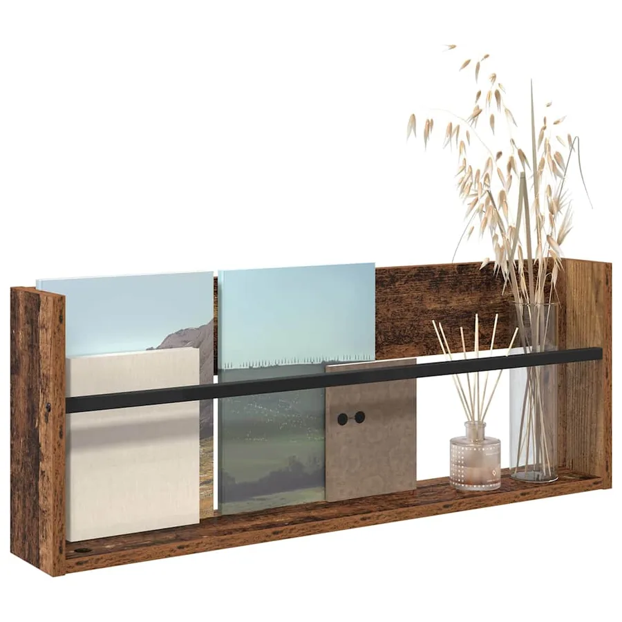 Étagère à magazines avec étagère Bois ancien 80 x 12 x 30 cm - 3
