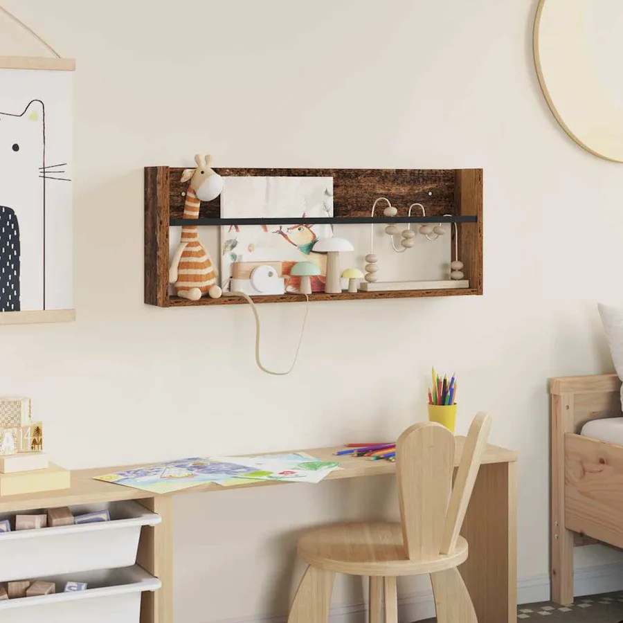Étagère à magazines avec étagère Bois ancien 80 x 12 x 30 cm - 4
