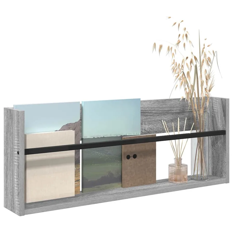 Étagère à magazines avec étagère Gris Sonoma 80 x 12 x 30 cm - 3