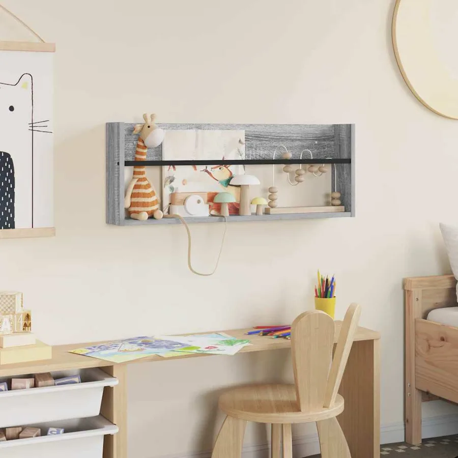 Étagère à magazines avec étagère Gris Sonoma 80 x 12 x 30 cm - 4