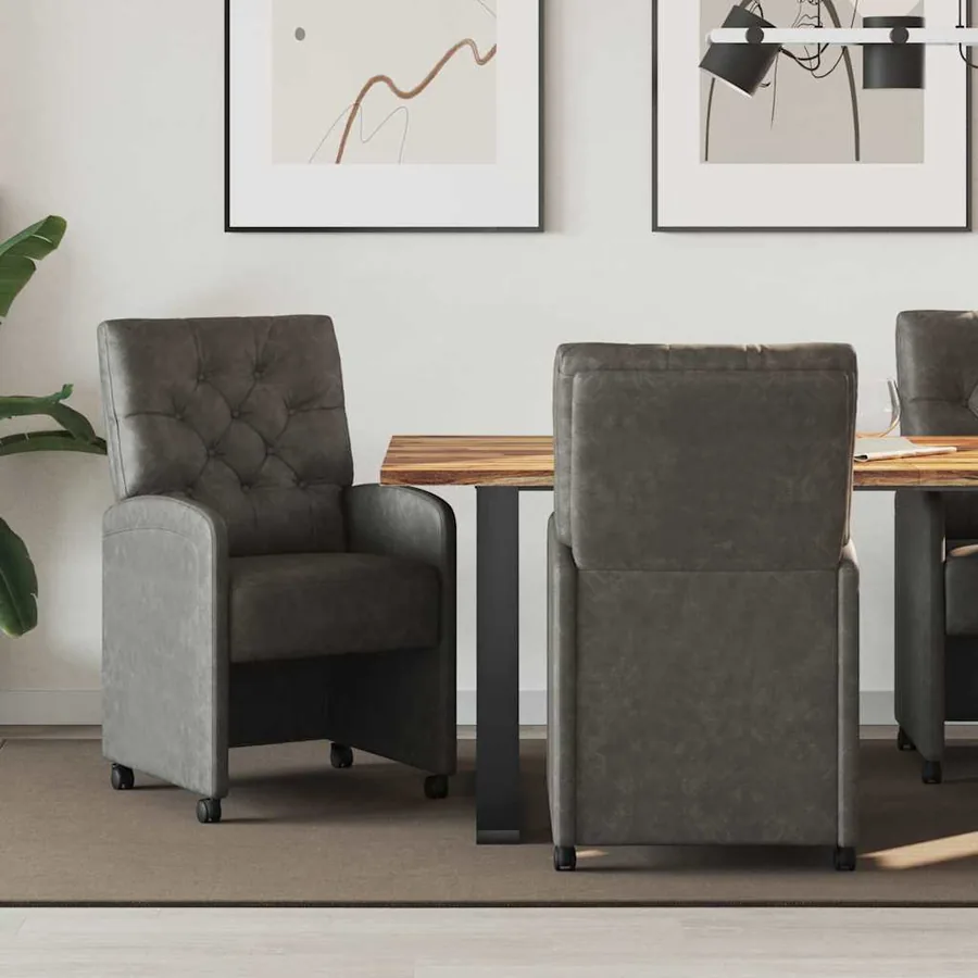 Chaises de Salle à Manger avec Roues 2 pcs Noir 58 x 67 x 97 cm
