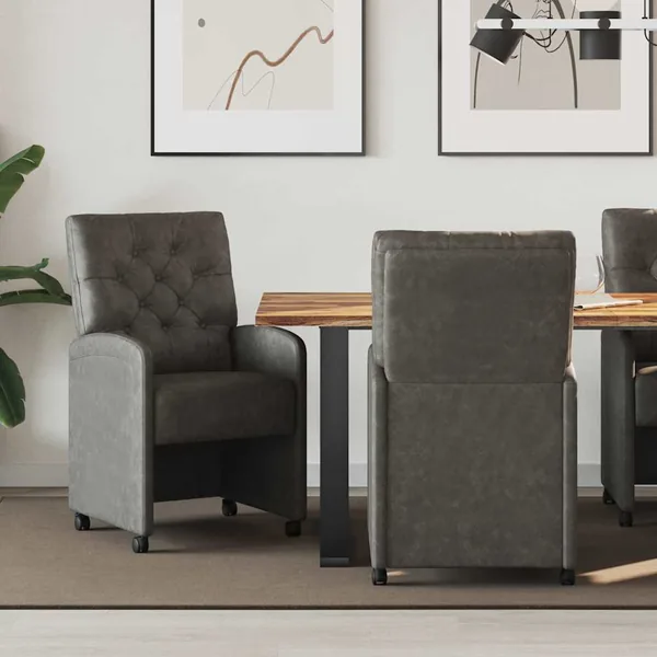 Chaises de Salle à Manger avec Roues 2 pcs Noir 58 x 67 x 97 cm