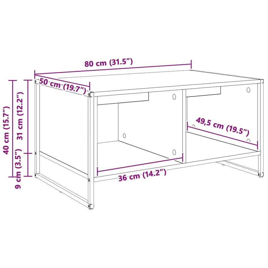Table basse Sonoma 80 x 50 x 40 cm Bois d'ingénierie - 11