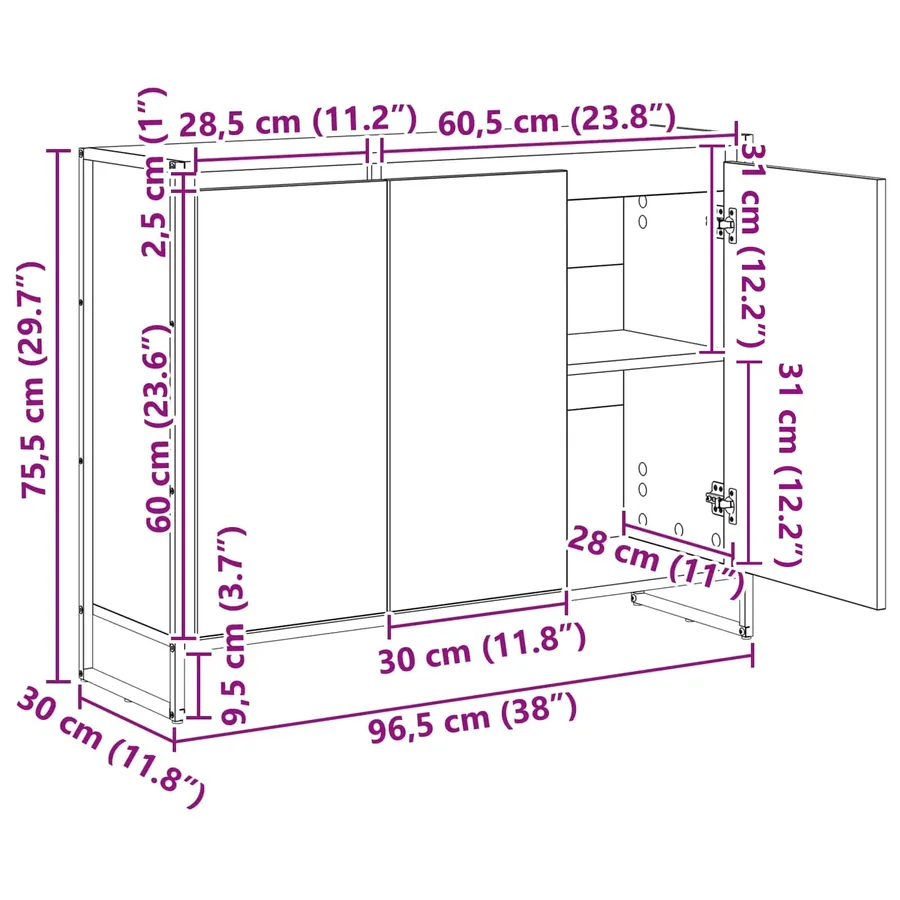 Meuble d'appoint Sonoma 96,5 x 30 x 75 cm Bois d'ingénierie - 13