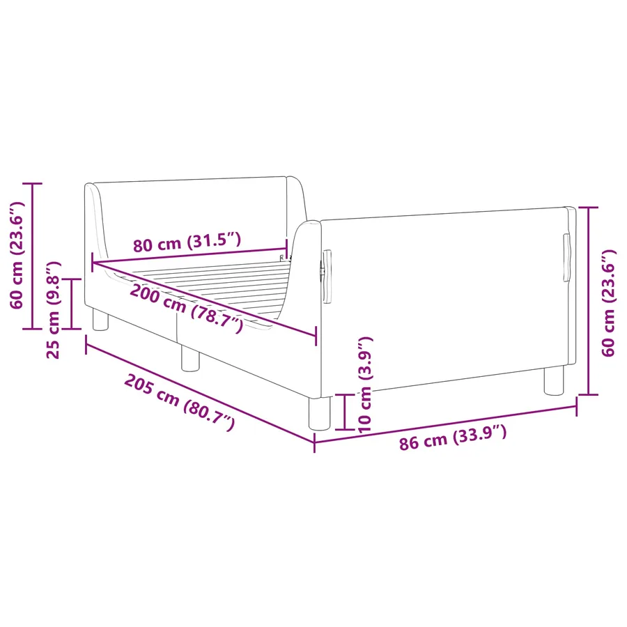 Cadre de lit pour enfants avec tête de lit Rose 80 x 200 cm - 9