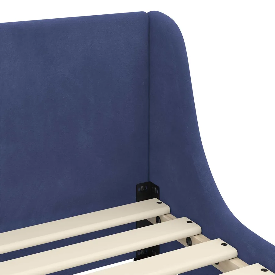 Cadre de lit pour enfants avec tête de lit Bleu police Velours - 7