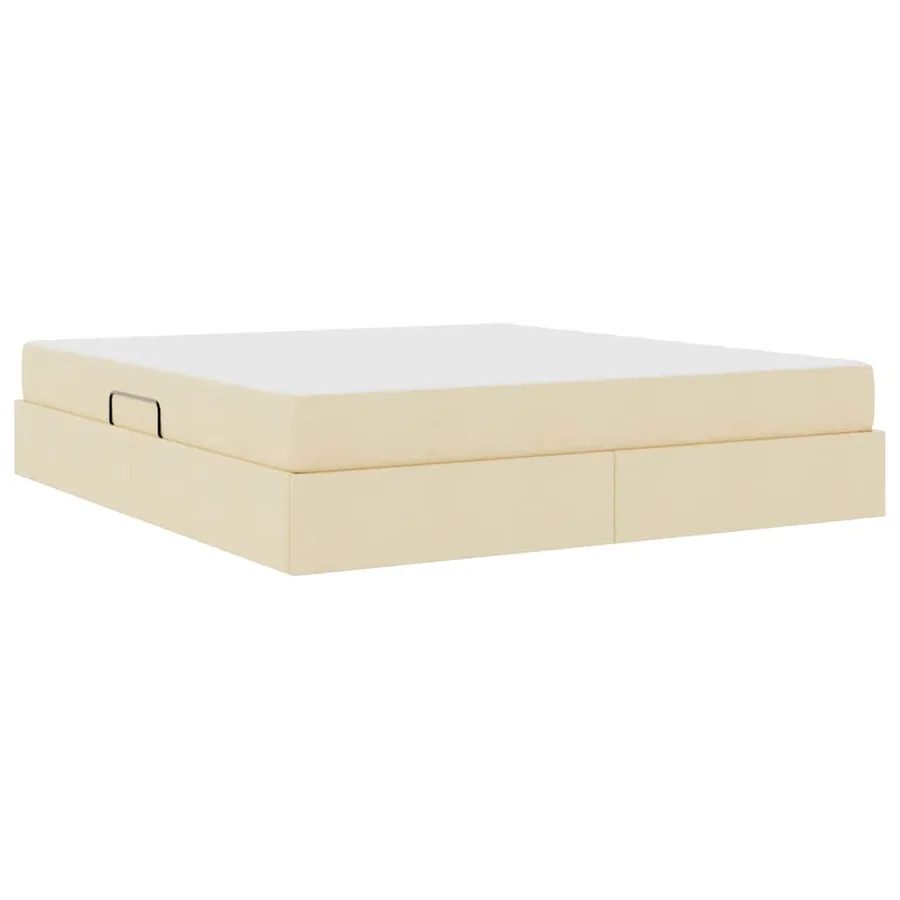 Lit avec rangement et matelas Crème 180 x 200 cm Polyester - 8