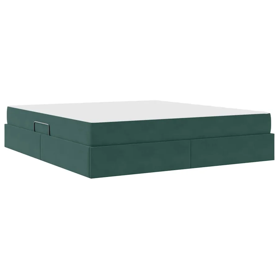Lit avec rangement et matelas Vert foncé 180 x 200 cm Velours - 10