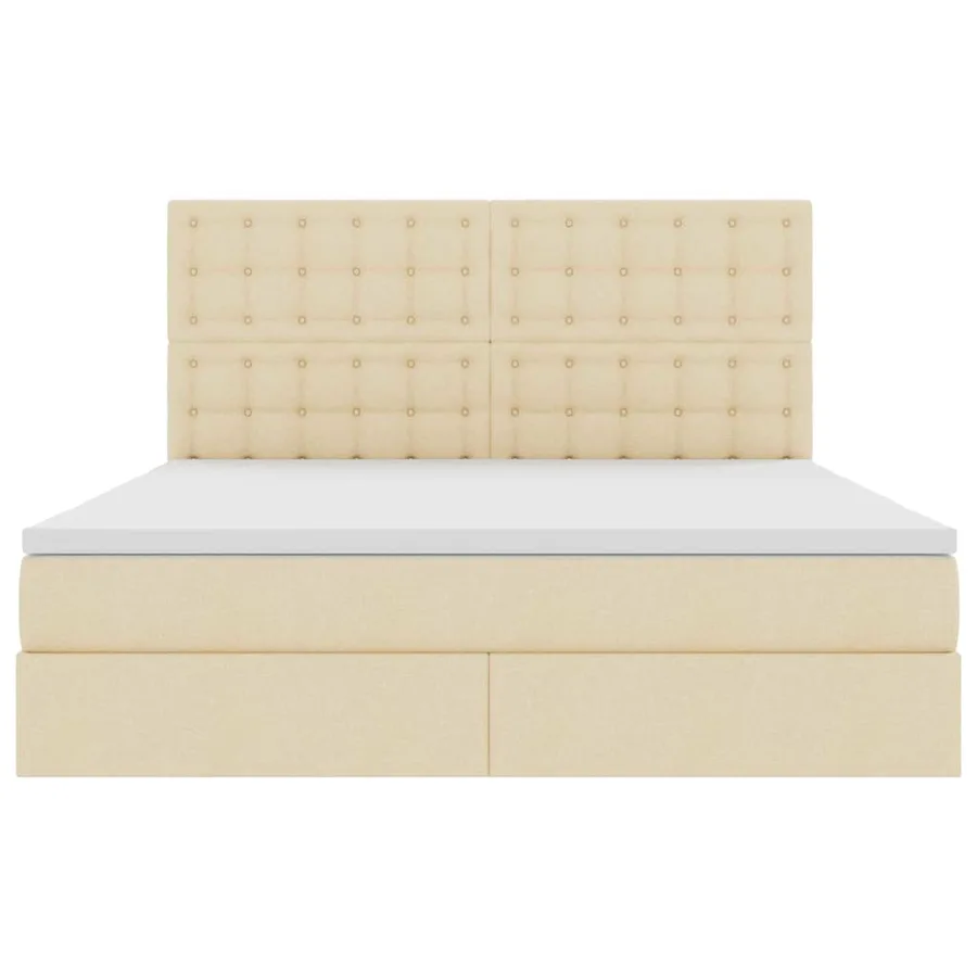Lit avec rangement et matelas Crème 180 x 200 cm tissu - 7