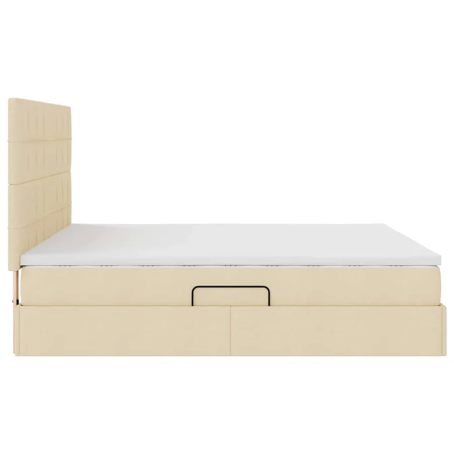 Lit avec rangement et matelas Crème 180 x 200 cm tissu - 10