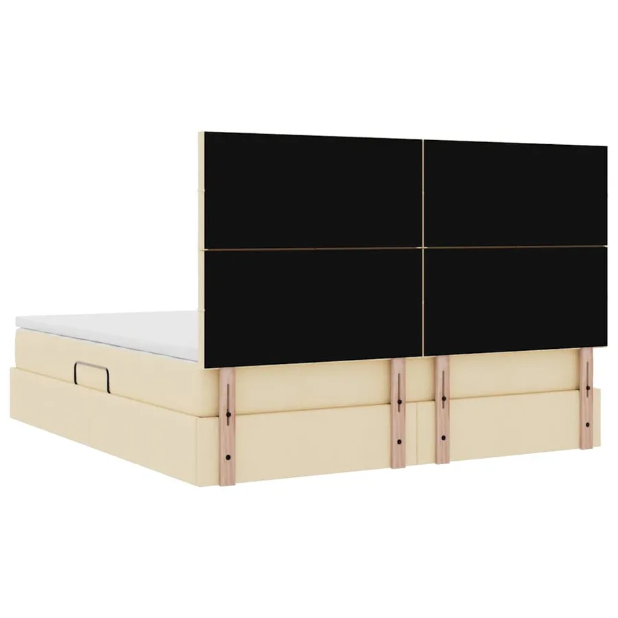 Lit avec rangement et matelas Crème 180 x 200 cm tissu - 11
