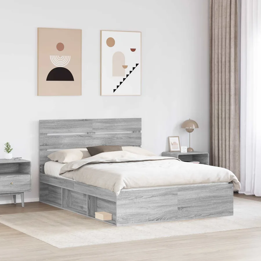 Cadre de lit Gris Sonoma 160 x 200 cm Bois de pin massif - 3