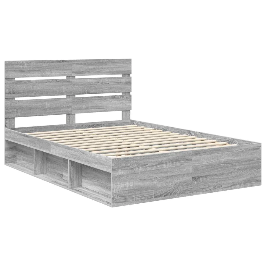 Cadre de lit Gris Sonoma 160 x 200 cm Bois de pin massif - 4