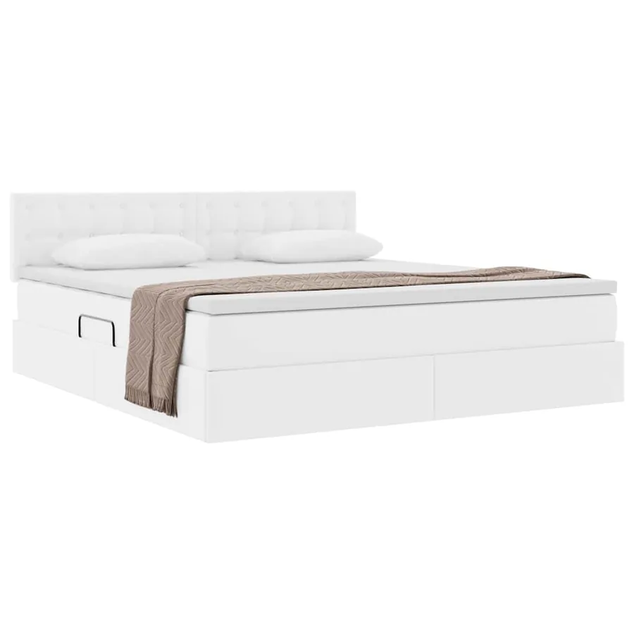 Lit avec rangement et matelas Blanc pur 180 x 200 cm - 3