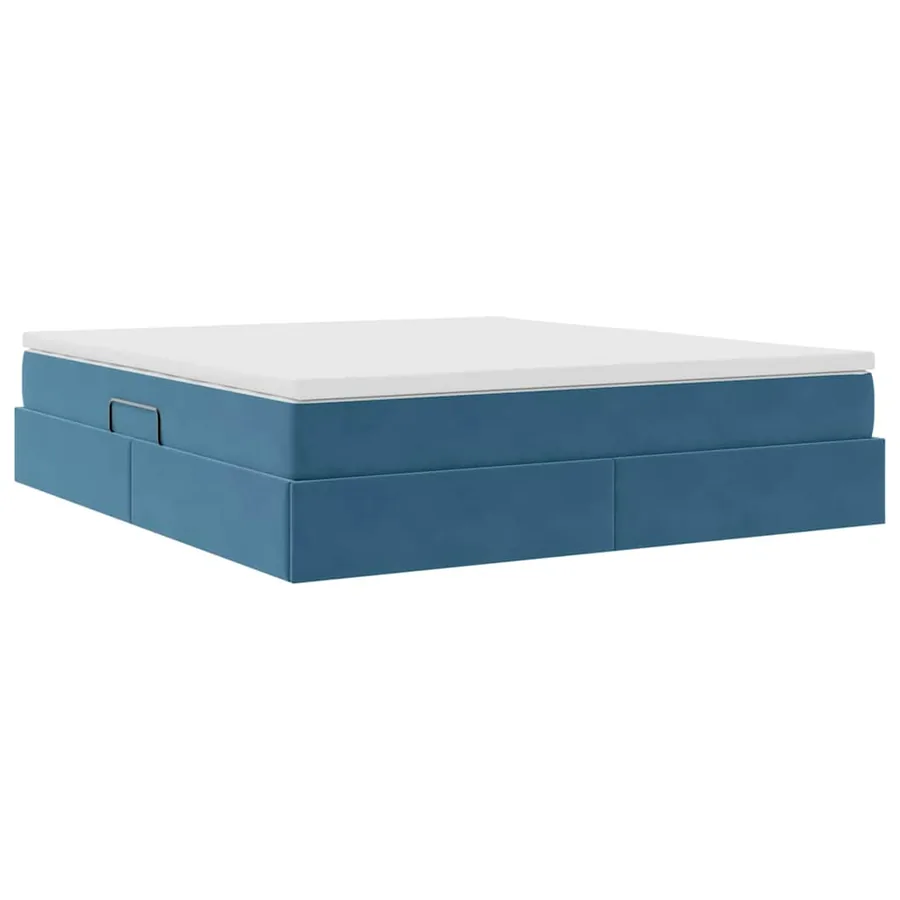 Lit avec rangement et matelas Bleu foncé 180 x 200 cm Velours - 10