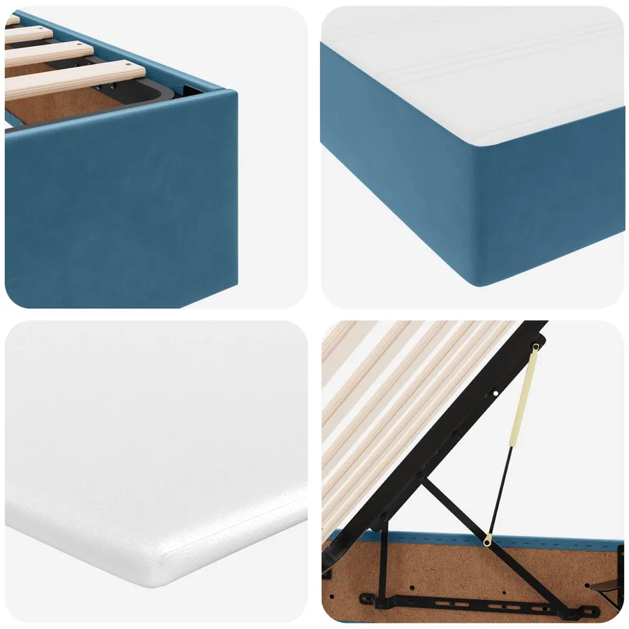 Lit avec rangement et matelas Bleu foncé 180 x 200 cm Velours - 11