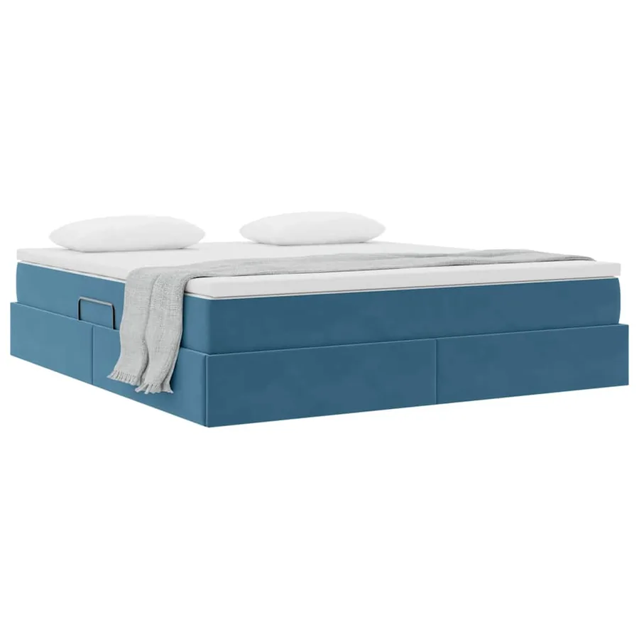 Lit avec rangement et matelas Bleu foncé 180 x 200 cm Velours - 3