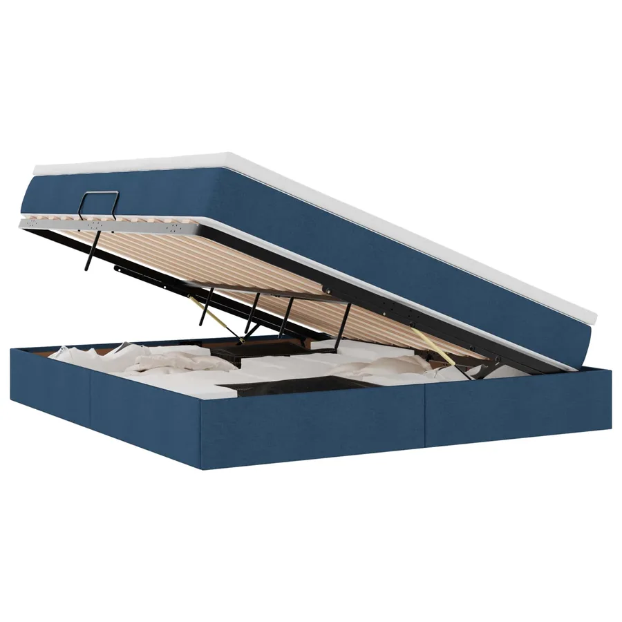Lit avec rangement et matelas Bleu 180 x 200 cm Polyester - 2