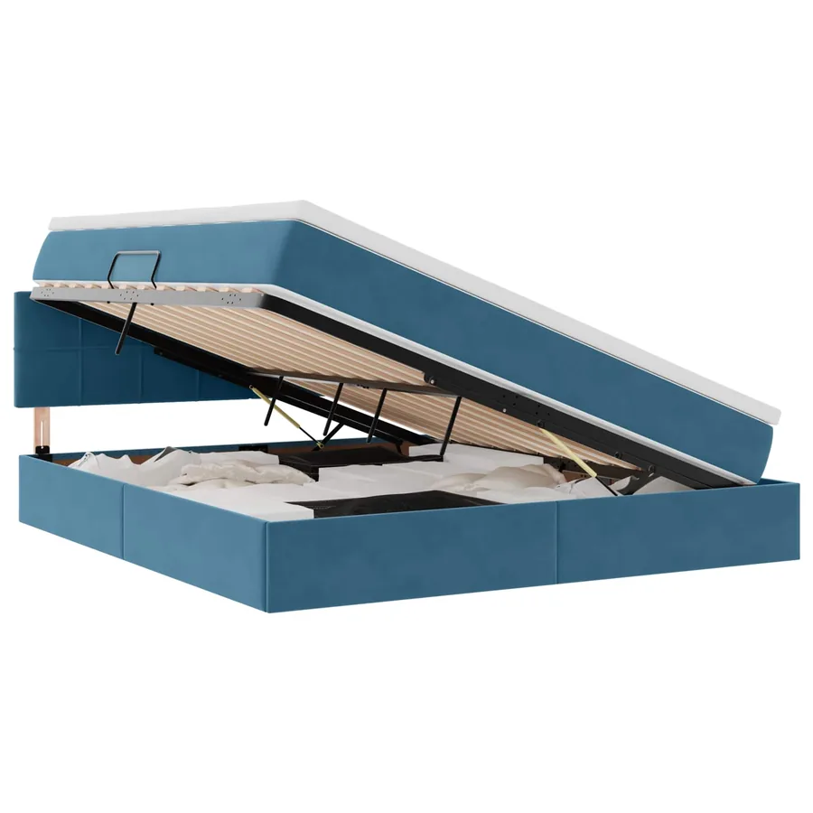 Lit de Rangement avec matelas Bleu foncé 180 x 200 cm Velours - 2