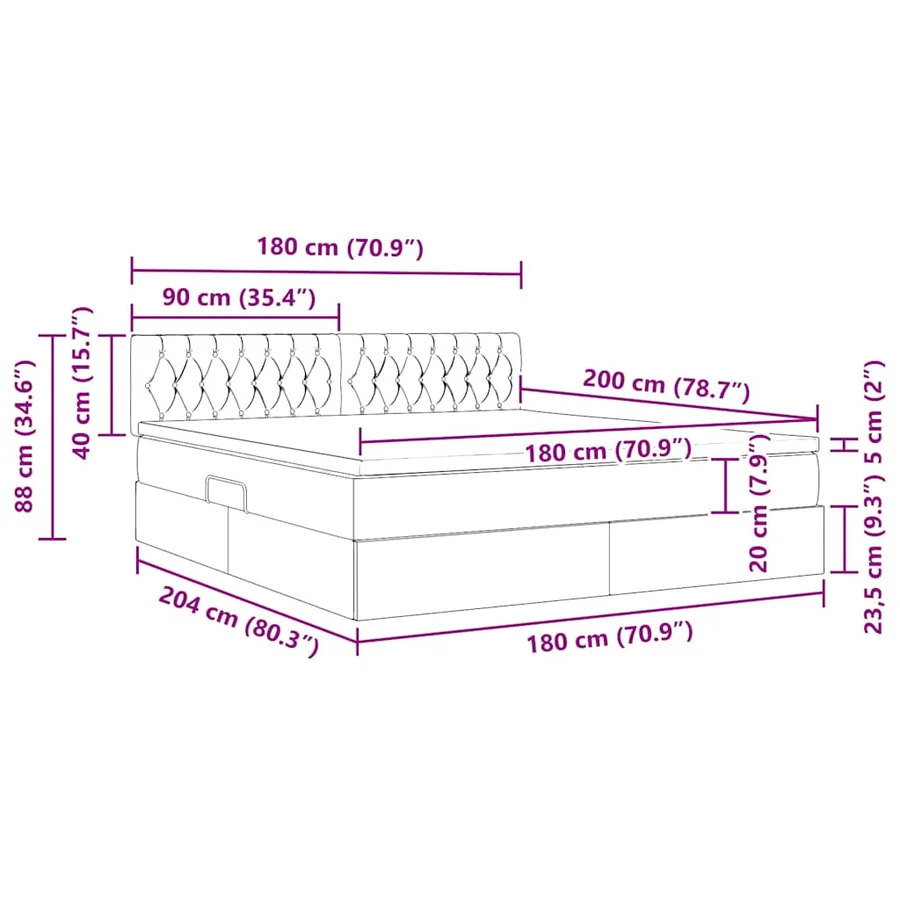 Lit de Rangement avec matelas Rose 180 x 200 cm Velours - 15