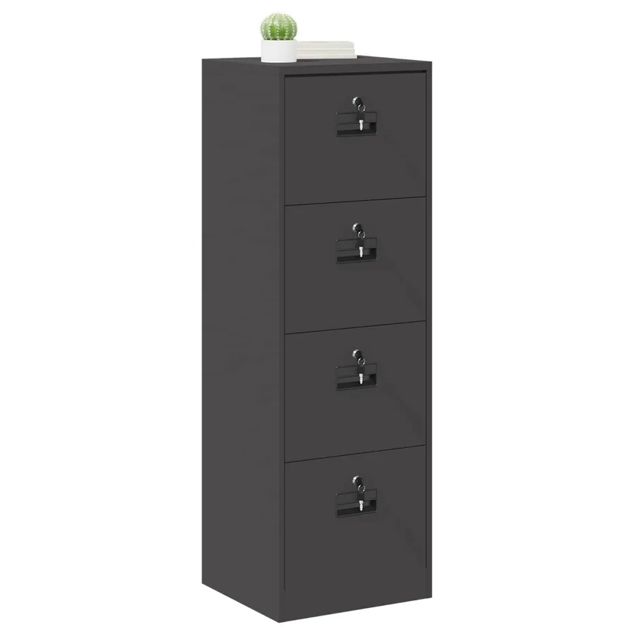 Cabinet de Dossier Noir 45,5 x 42 x 139 cm Acier Laminé à Froid - 3