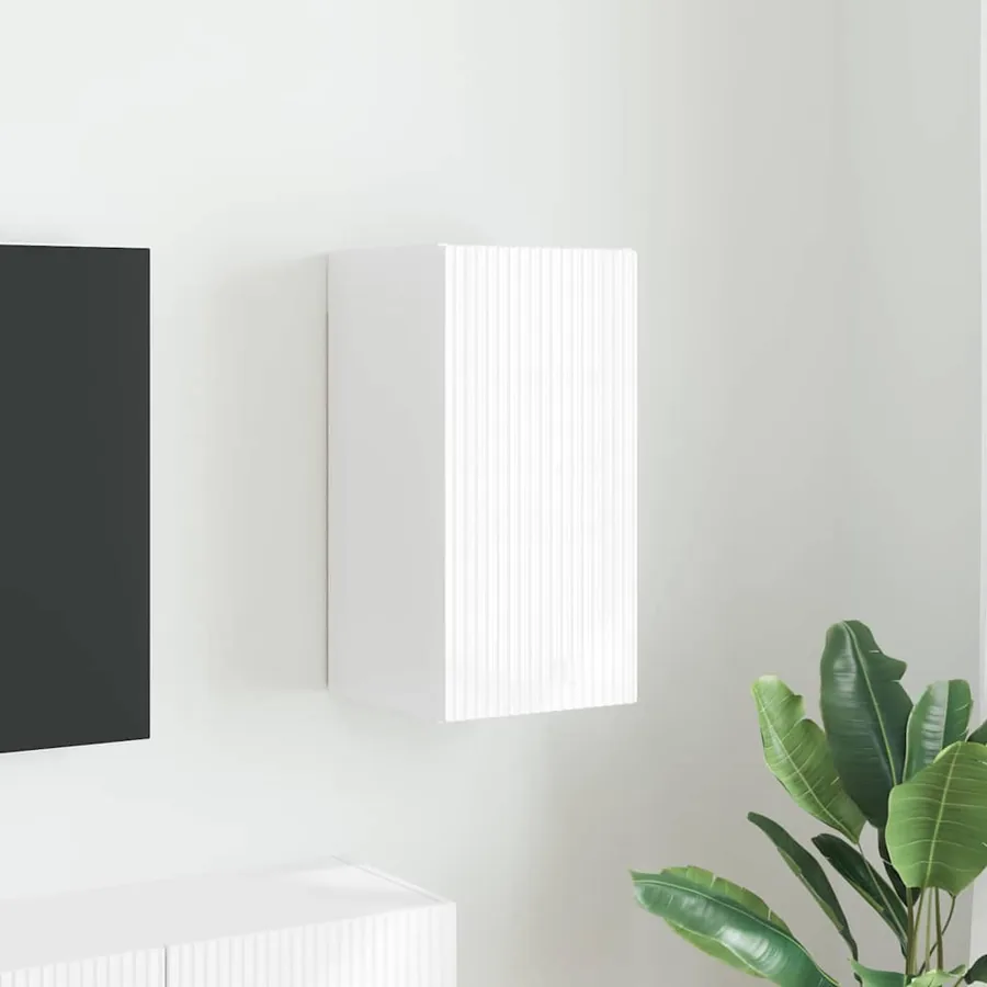 Meuble TV mural Montage mural Blanc Brillant 30 x 31 x 60 cm