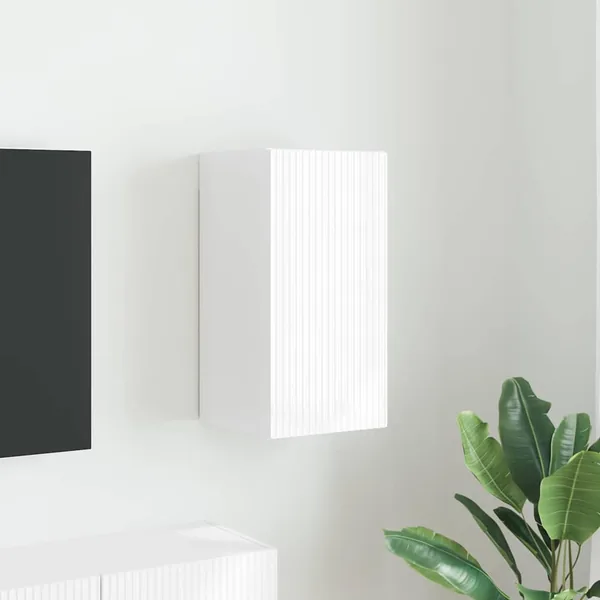 Meuble TV mural Montage mural Blanc Brillant 30 x 31 x 60 cm