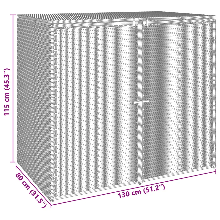 Boîte de poubelle 2 pcs Gris 130 x 80 x 115 cm Polyéthylène - 11