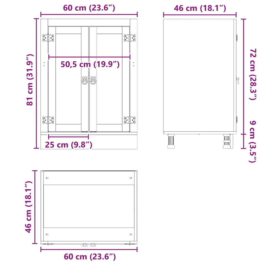 Armoire SKI Brun Miel 60 x 46 x 81,5 cm Pin massif - 14