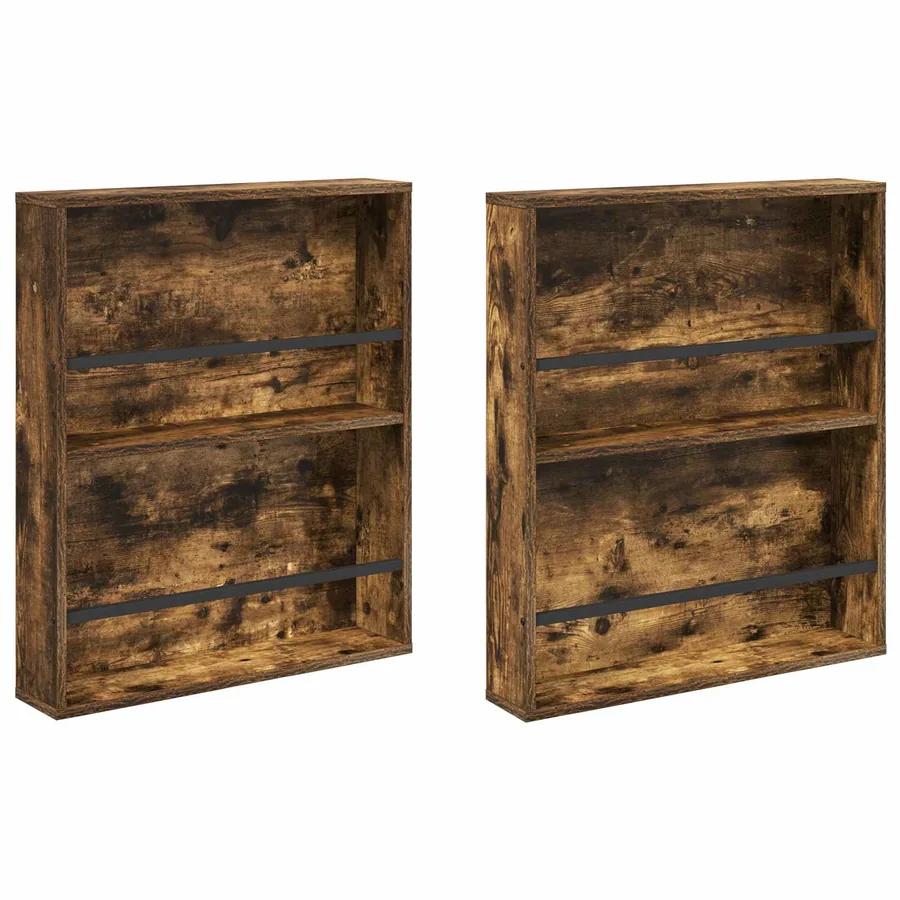 Étagère à magazines 2 pcs Chêne fumé 60 x 12 x 70 cm - 2
