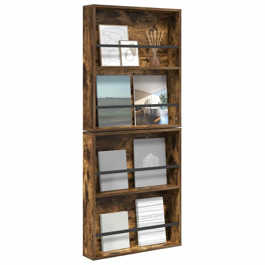 Étagère à magazines 2 pcs Chêne fumé 60 x 12 x 70 cm - 3