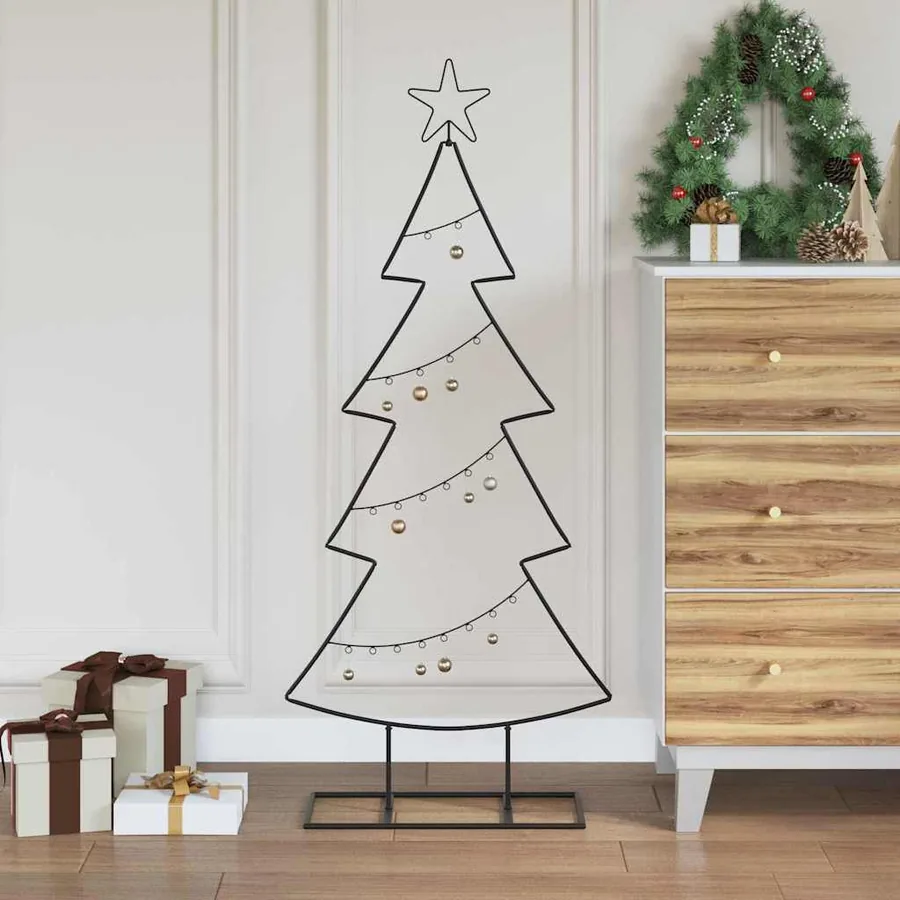 Arbre de Noël en métal avec support Noir 125 cm Acier