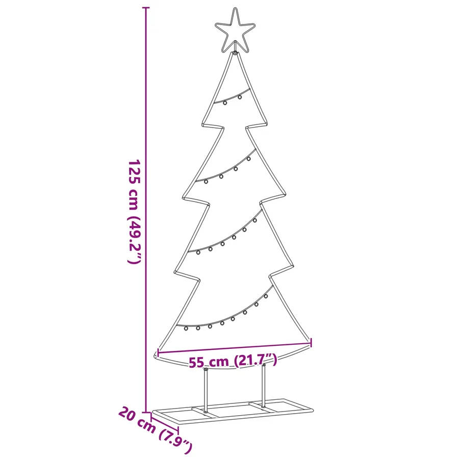 Arbre de Noël en métal avec support Noir 125 cm Acier - 9