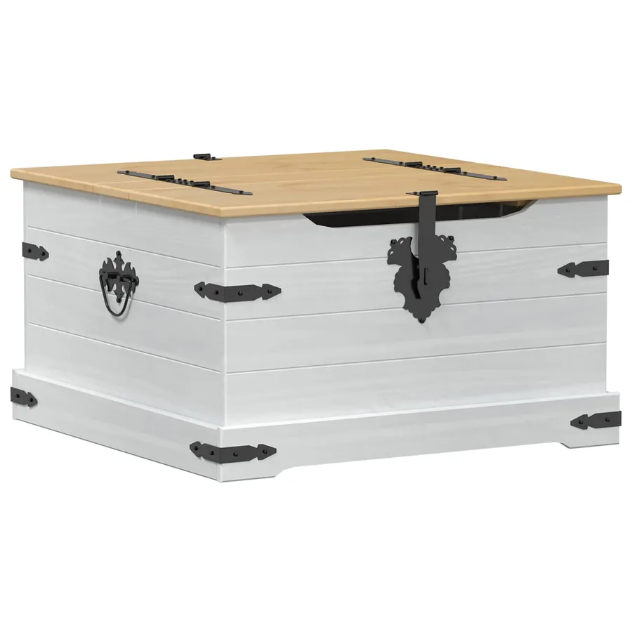 storage box avec étagère Blanc 78 x 78 x 45 cm Pin massif - 2