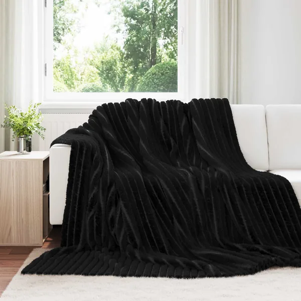 Couvertures à jeter 6 pcs Noir 240 x 220 cm Toison