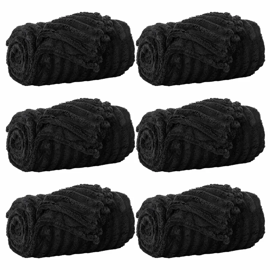 Couvertures à jeter 6 pcs Noir 240 x 220 cm Toison - 2