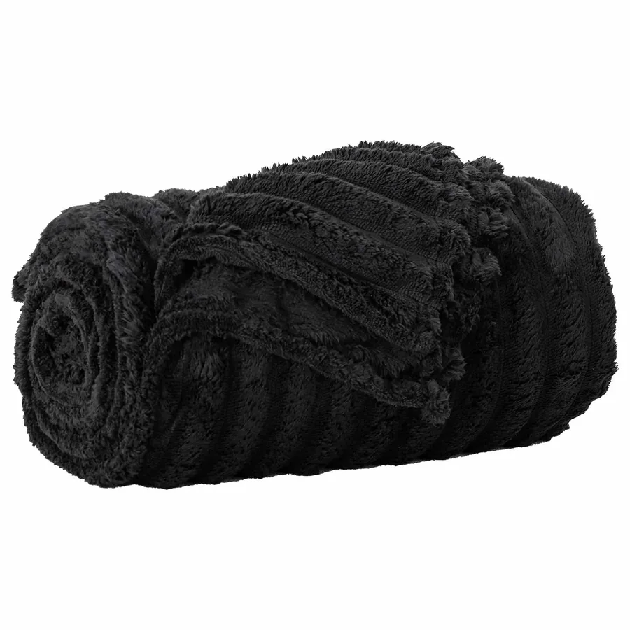 Couvertures à jeter 6 pcs Noir 240 x 220 cm Toison - 4