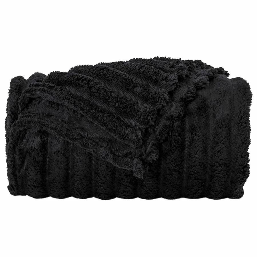 Couvertures à jeter 6 pcs Noir 240 x 220 cm Toison - 5