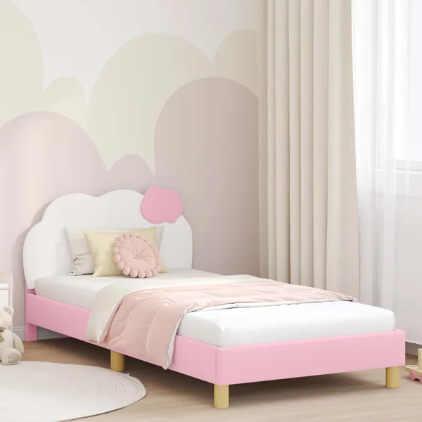 Cadre de lit pour enfants avec tête de lit Rose 90 x 190 cm PU