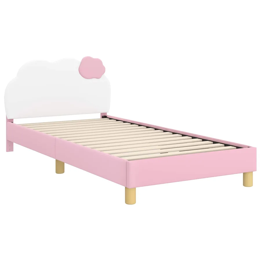 Cadre de lit pour enfants avec tête de lit Rose 90 x 190 cm PU - 4