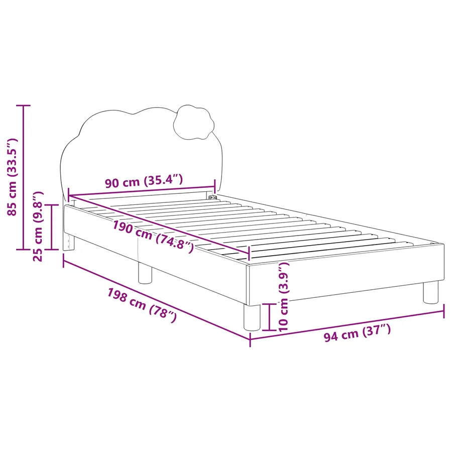 Cadre de lit pour enfants avec tête de lit Rose 90 x 190 cm PU - 8