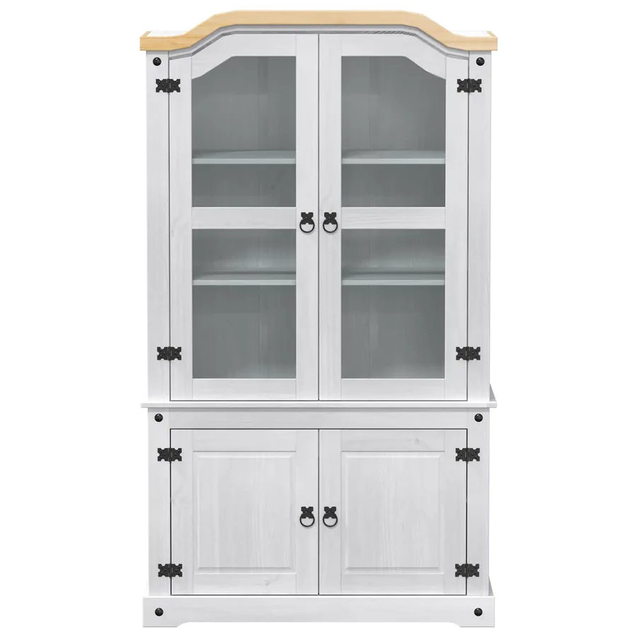 Vitrine Blanc 103,5 x 42 x 180 cm Pin massif - 4