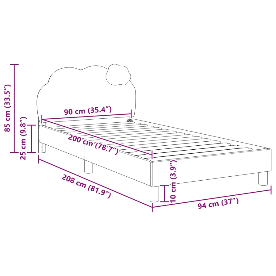 Cadre de lit pour enfants avec tête de lit Rose 90 x 200 cm PU - 10