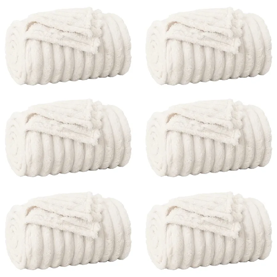 Couvertures à jeter 6 pcs Crème 270 x 240 cm Toison - 2