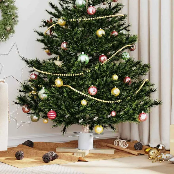 Pied de Sapin de Noël 1.73 Blanc 50 x 50 x 16 cm Pin massif